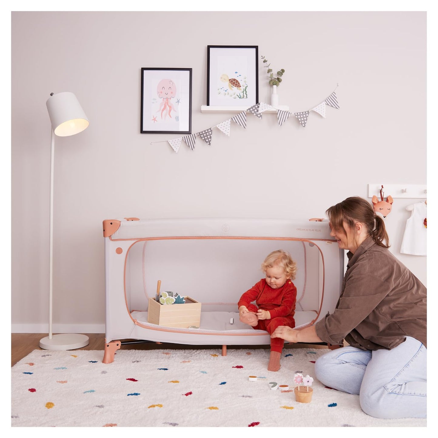 hauck travel cot baby with XL play opening, Dream N Play Plus Dusty Mint - 600993