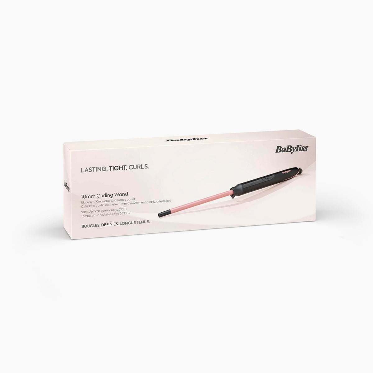 BaByliss 10 mm Lockenstab – Acoperire din quartz-ceramică, 10 niveluri de temperatură, ondulator pentru bucle mici, design compact, roz și negru, C449E
