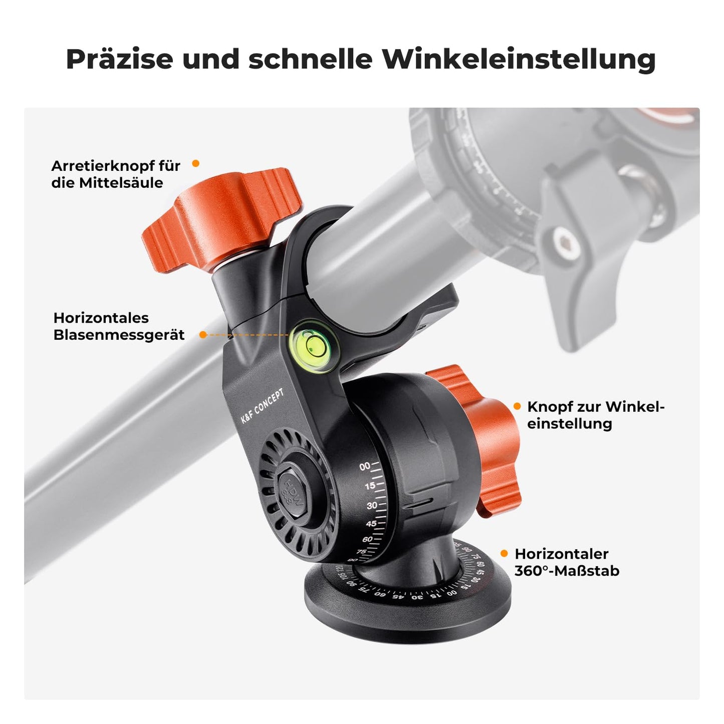 K&F CONCEPT O234A1 camera tripod with extension arm, 195cm mobile phone tripod, tripod for on the go, tripod for smartphone with mobile phone holder, aluminum travel tripod with BH-36 ball head - K234A0+BH-28L+Auslegearm