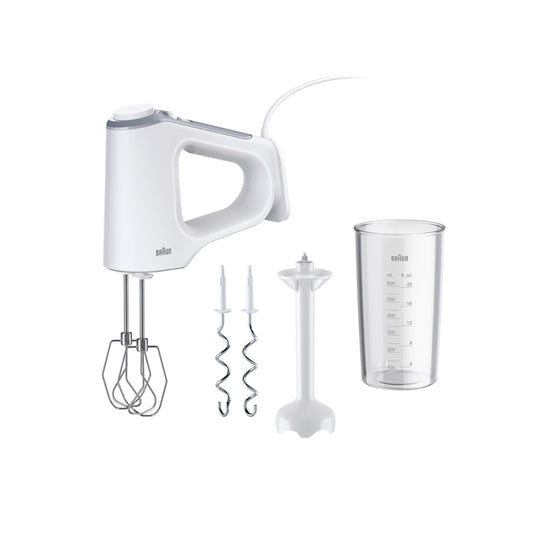 Braun MultiMix 3 - Mixer de mână cu 3 accesorii, 550 Watt, Alb - HM3205WH