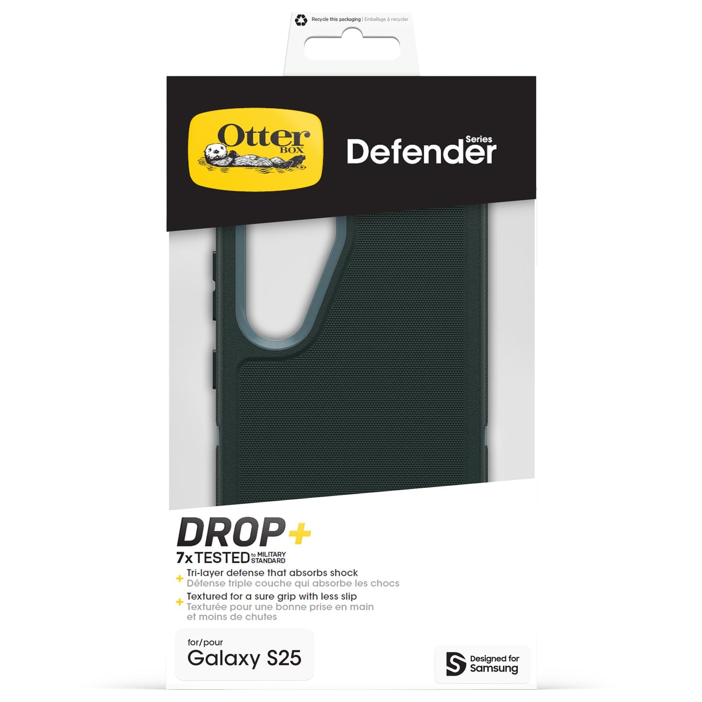 OtterBox Defender Case for Samsung Galaxy S25, Shockproof Drop Proof Ultra Heavy Duty Protective Case 7X Military Grade Tested Green - 77-97615