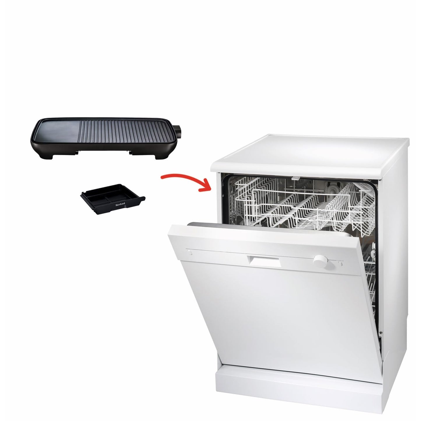 Tefal table grill Malaga, electric grill, adjustable thermostat, non-stick coated grill plate, 2/3 grill, 1/3 Teppanyaki, removable cable, plate and drip tray dishwasher safe, 2000W, TG3918 - TG39182