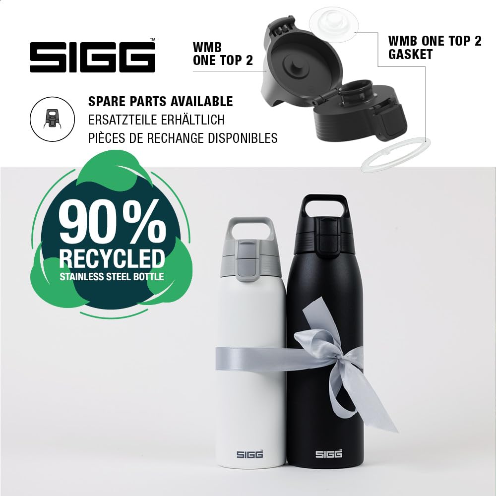 SIGG - Insulated drinking bottle - Thermos bottle Shield Therm One Black carbonated drinks - Leak-proof - Dishwasher safe - BPA-free - 90% recycled stainless steel - Black - 1L - 6052.90