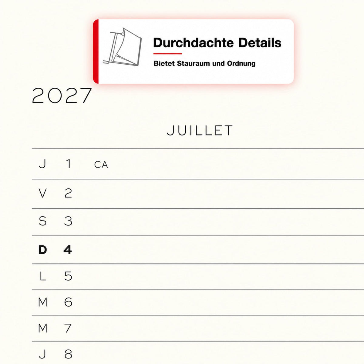 LEUCHTTURM1917 weekly calendar 2027 medium (A5) with notebook, lined - French appointment planner, black, hardcover, January-December 2027, weekly overview on the left + note page on the right - 400376