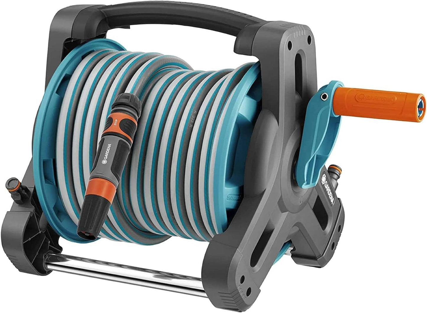 Gardena Classic hose reel 10 set: garden hose set including hose reel and 10 m hose, high stability, adapter, syringe, carrying handle, for patios (8010-20) - 08010-20