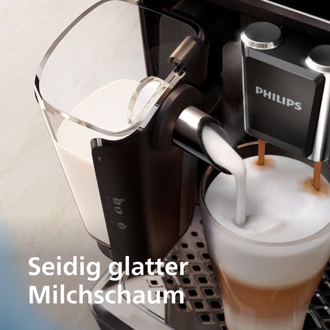 PHILIPS fully automatic coffee machine from the 5400 series - espresso machine for 12 drinks, quick-cleaning LatteGo system, intuitive TFT display, customizable coffee settings (EP5441/50)