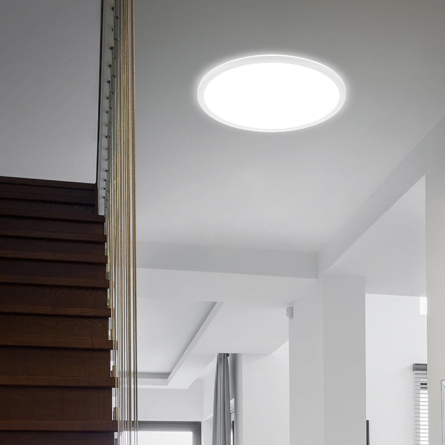 BRILONER - LED ceiling lamp with indirect light, flat, neutral white light color, lamp, ceiling light, living room lamp, LED panel, kitchen lamp, ceiling lighting, hallway, 48x3 cm, white - 3428-016