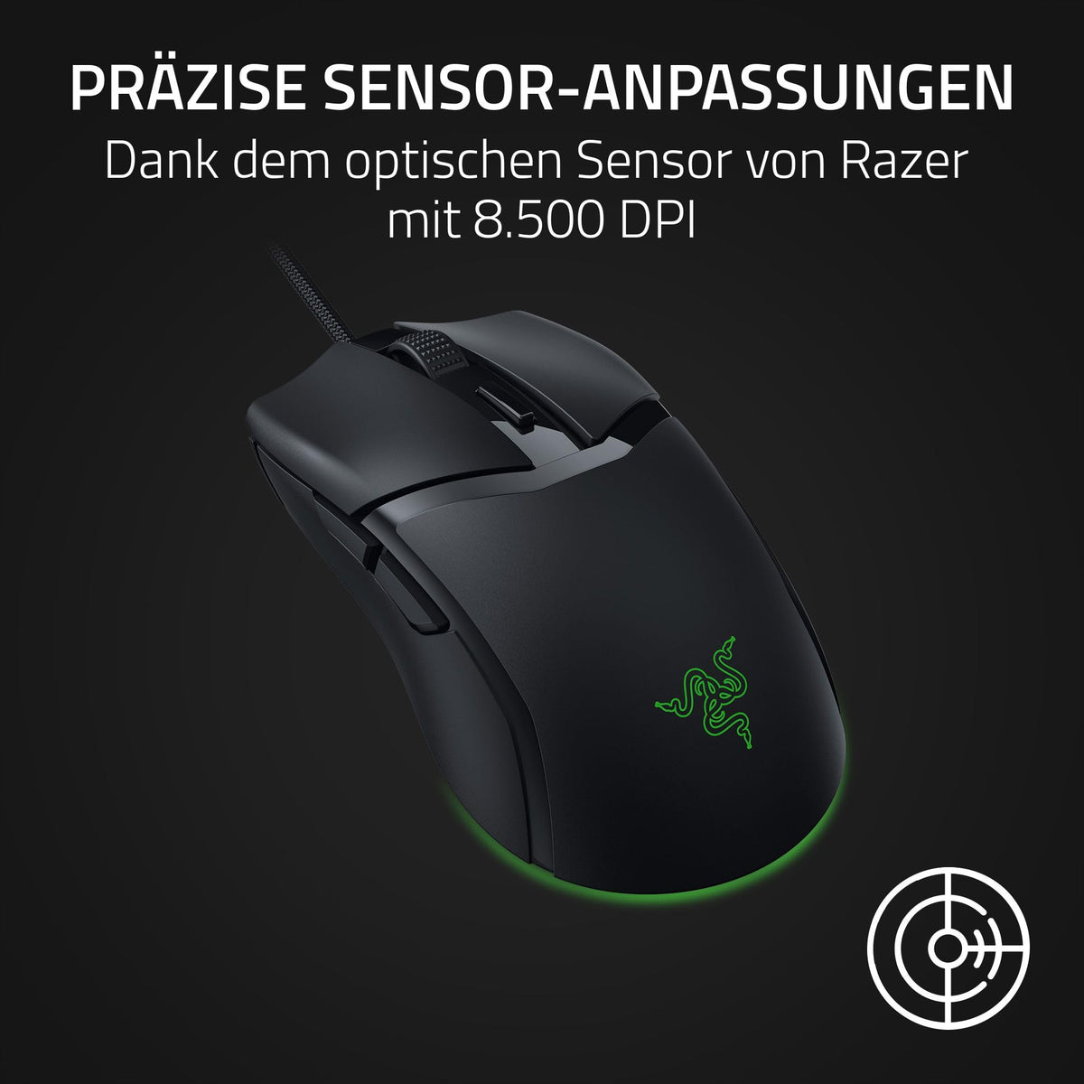 Razer Cobra - Lightweight wired gaming mouse with Chroma RGB (Ultra-light 57 g, 3rd Gen optical mouse switches, Chroma lighting with underglow, precise sensor adjustments) Black - RZ01-04650100-R3M1