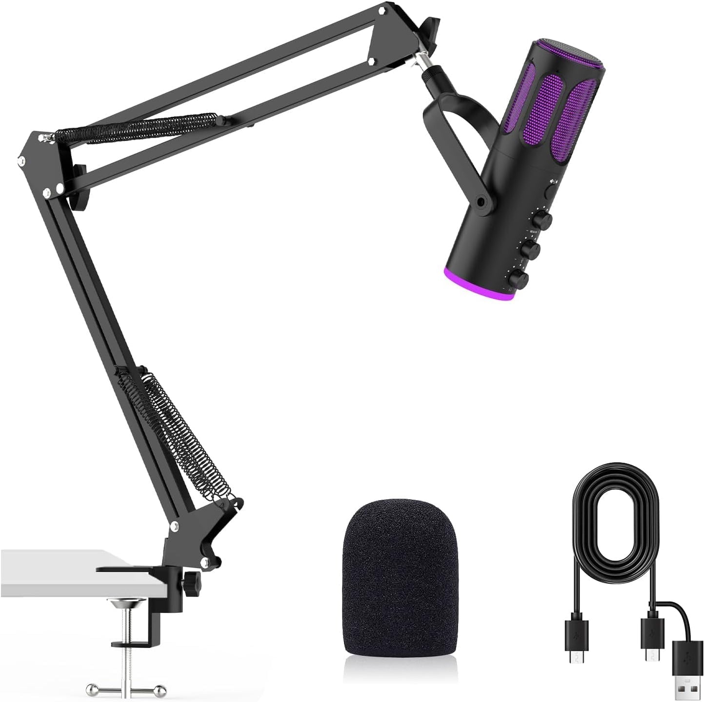 Ortizan USB gaming microphone PC with swivel arm, mute and monitoring - C1