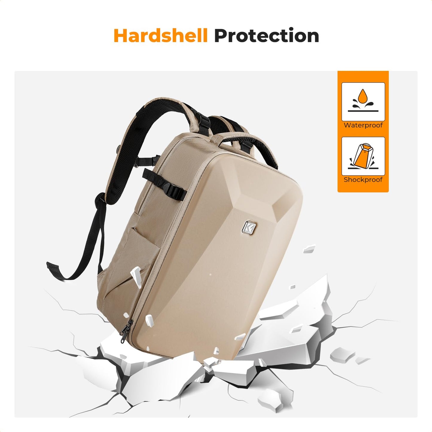 K&F CONCEPT camera backpack photo backpack with hard shell camera bag with 15.6 inch laptop compartment and rain cover, backpack for drones - KF13.134V6