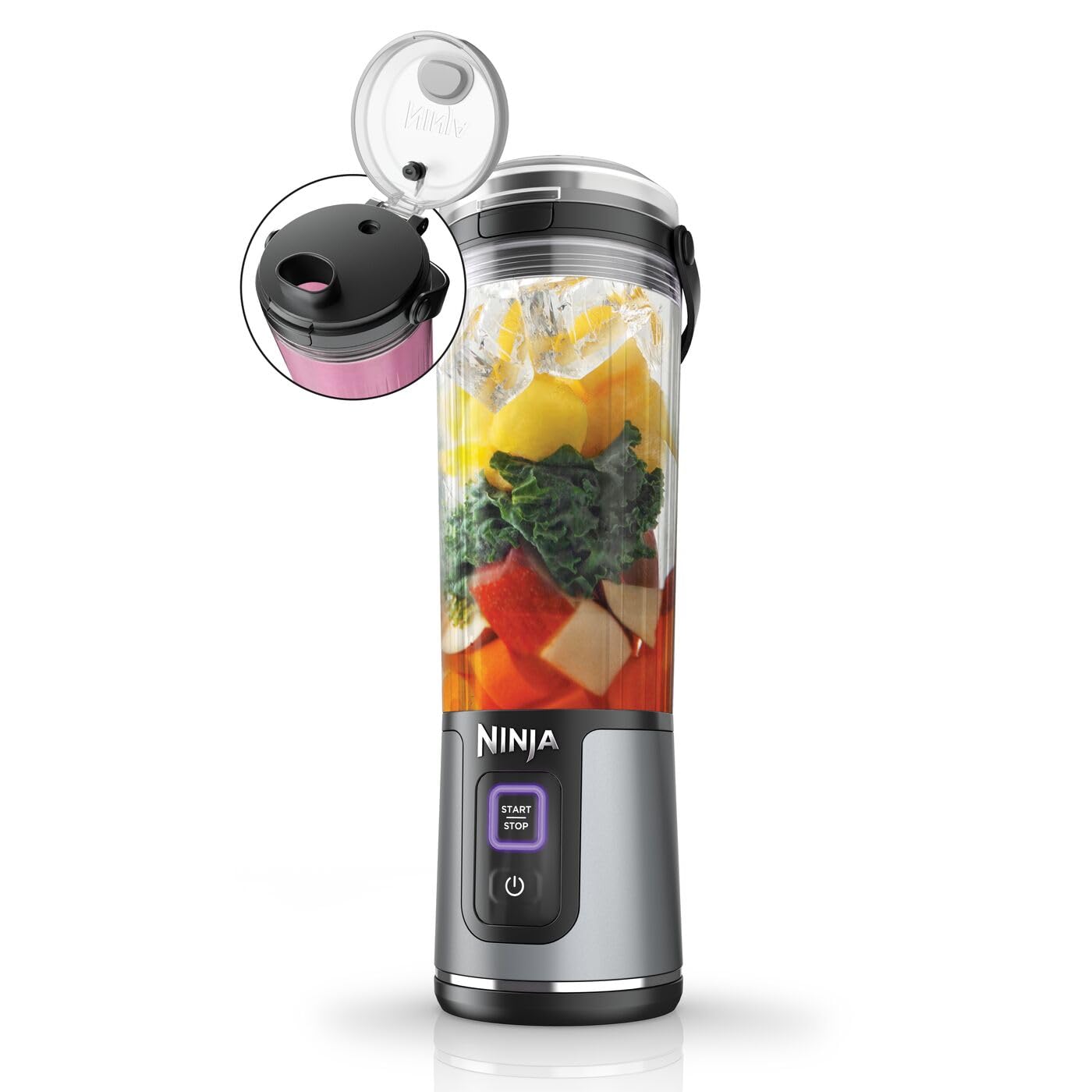 Ninja Blast Portable Blender & Smoothie Maker, 530ml Cup with Leak-Proof Lid & Drinking Opening, Powerful, Cordless & Rechargeable, Crushes Ice & Frozen Fruit, Black, BC151EUBK