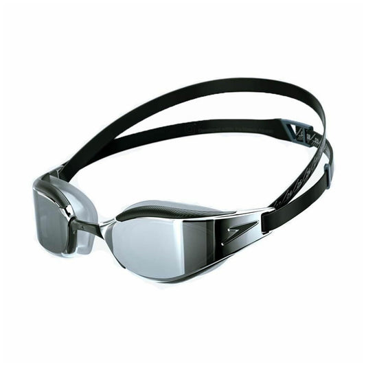 Speedo Unisex Adult Fastskin Hyper Elite Swim Goggles | Competition Swim Goggles | Performance | Training | Hydrodynamic Swim Goggles, Black/Oxid Grey/Chrome, One Size - 5053744613321