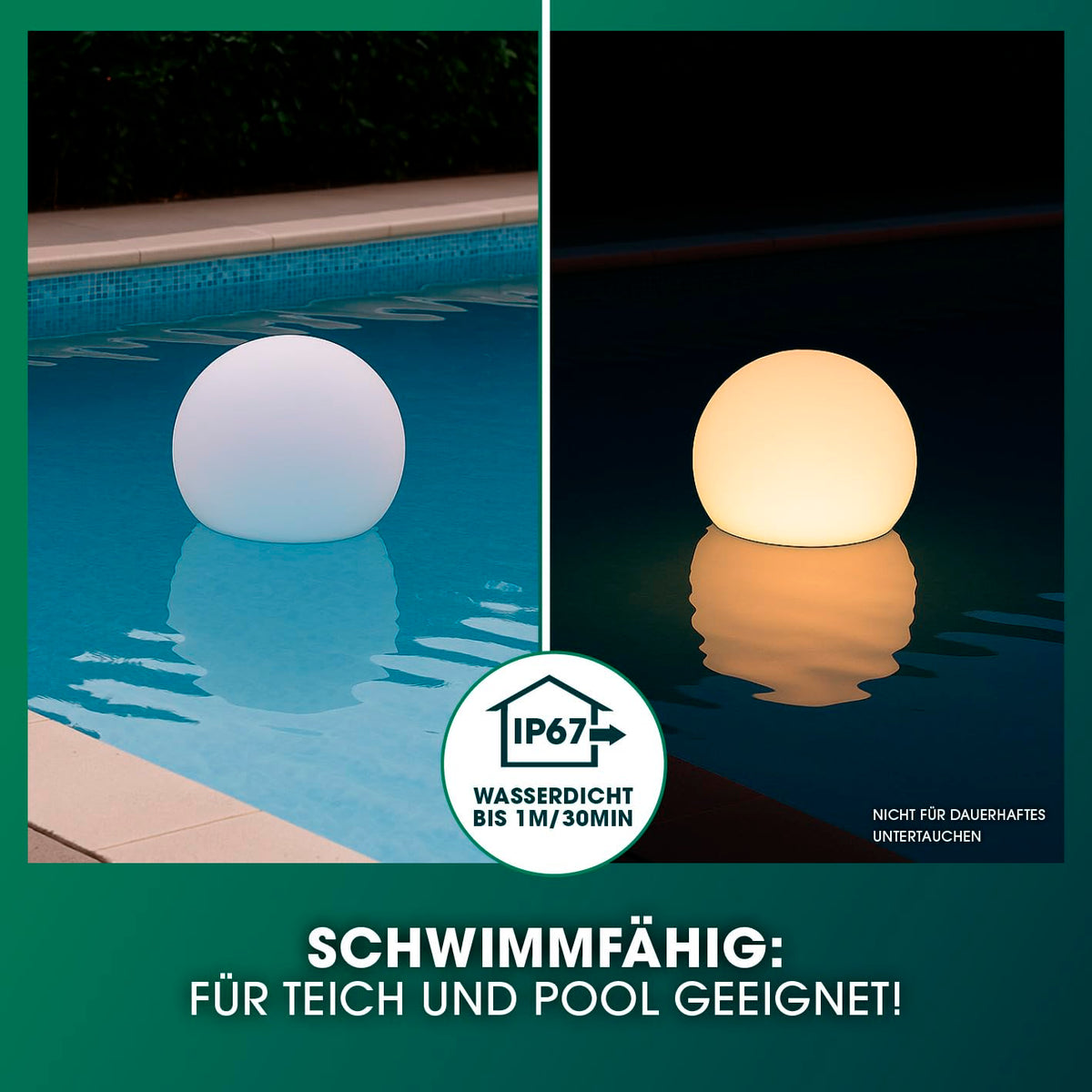 EASYmaxx LED solar light ball 40 cm | Solar light - atmospheric color change for beautiful lighting effects indoors and outdoors Solar light including remote control | Solar light LED + 5 light modes - 19660