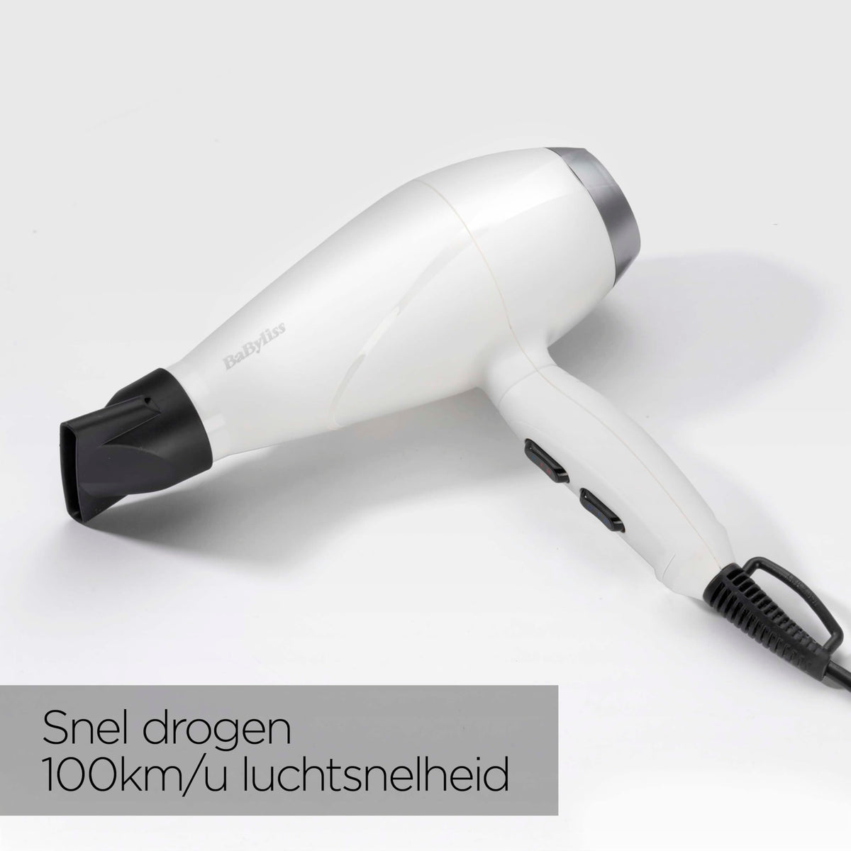 BaByliss Hair Dryer Speed Pro 2000W – Professional AC Hair Dryer, Made in Italy, Lightweight and with Anti-Frizz Ion Technology, 3 Temperature and 2 Speed Settings, White, 6704WE