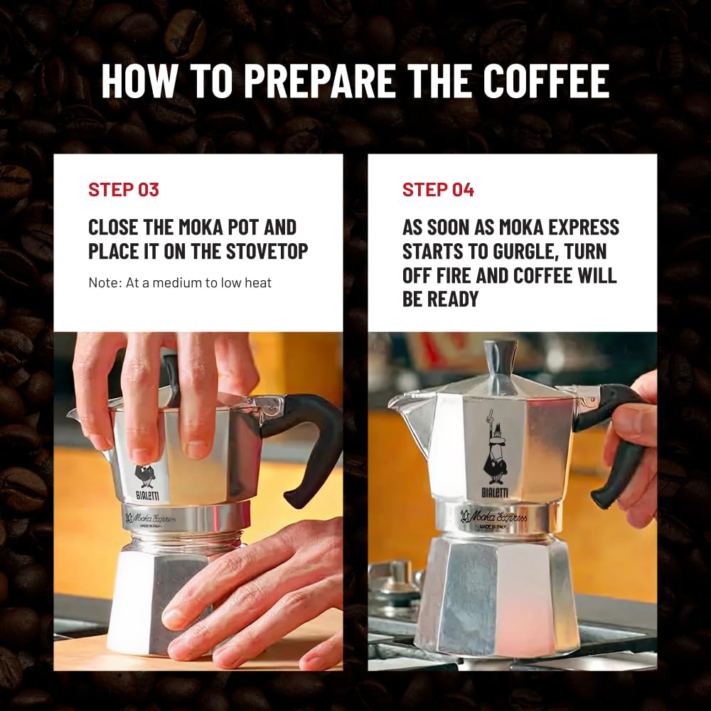 Bialetti Moka Express Iconic Stovetop Espresso Machine, Aluminum, 270ml, Silver/Black - 6800