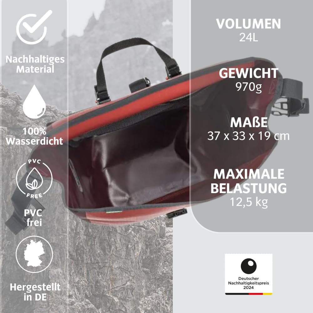 VAUDE bicycle bag for luggage rack Aqua Back Single 1 x 24 L in blue, rear wheel bag waterproof, bicycle luggage rack bag at the back, easy to attach - Made in Germany - 12413