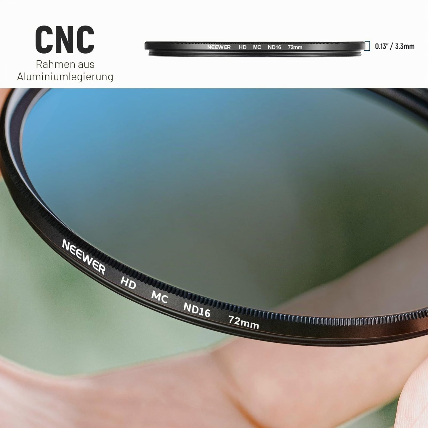 NEEWER 72 mm ND filter set, ND16/ND32/ND64/ND1000, lens cleaning pen, filter bag, HD filter accessory set, compatible with Canon Nikon Sony camera lens - NW