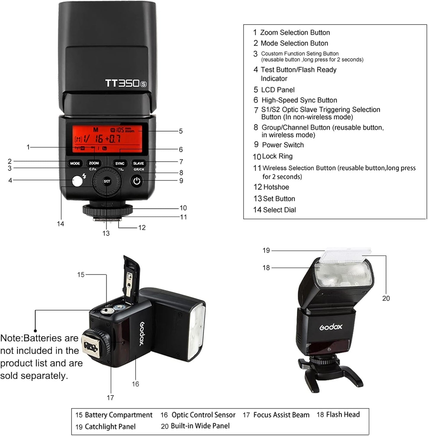 Godox flash unit TT350S system flash unit for Sony cameras - TT350-S