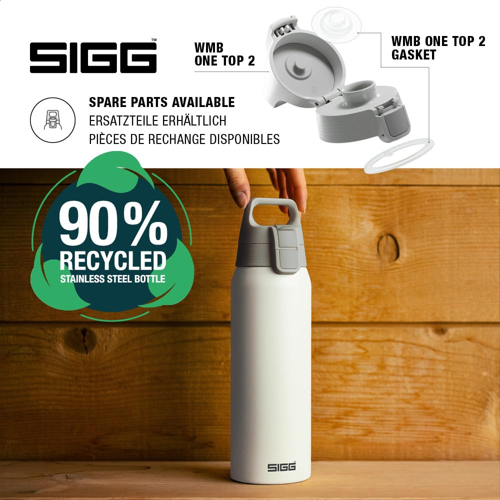 SIGG - Insulated drinking bottle - Thermos bottle Shield Therm One White carbonated drinks - Leak-proof - Dishwasher safe - BPA-free - 90% recycled stainless steel - White - 0.75L - 6053.20