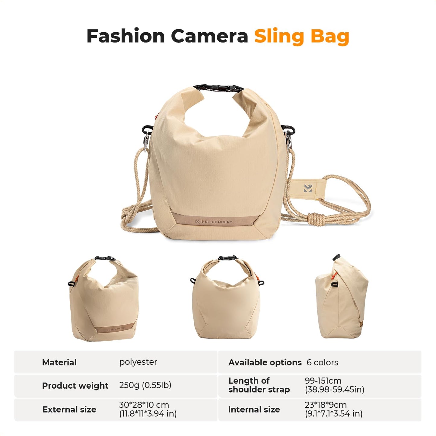 K&F CONCEPT Camera Bag, Fashionable Shoulder Bag, Portable Lightweight Camera Bag, Suitable for Small Liner Bag with Mirrorless Camera, Beige - KF13.168V1