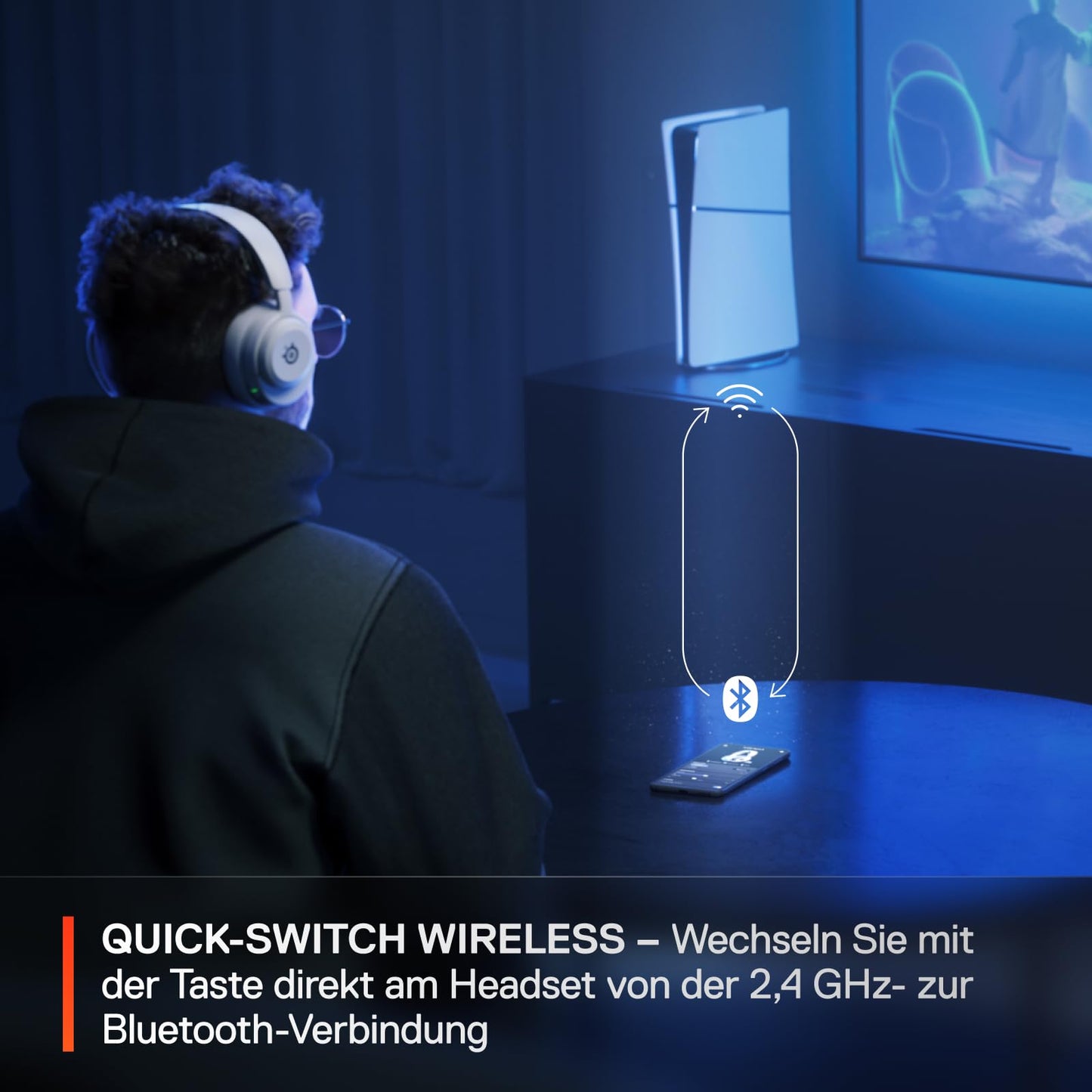 SteelSeries Arctis Nova 5P Wireless - Gaming Headset Multi-System -PS5,PC - Magnetic Neodymium Drivers -Over 100 Audio Presets -60H Battery Life -2.4 GHz or BT -ClearCast Gen2.X Microphone -White - 61674