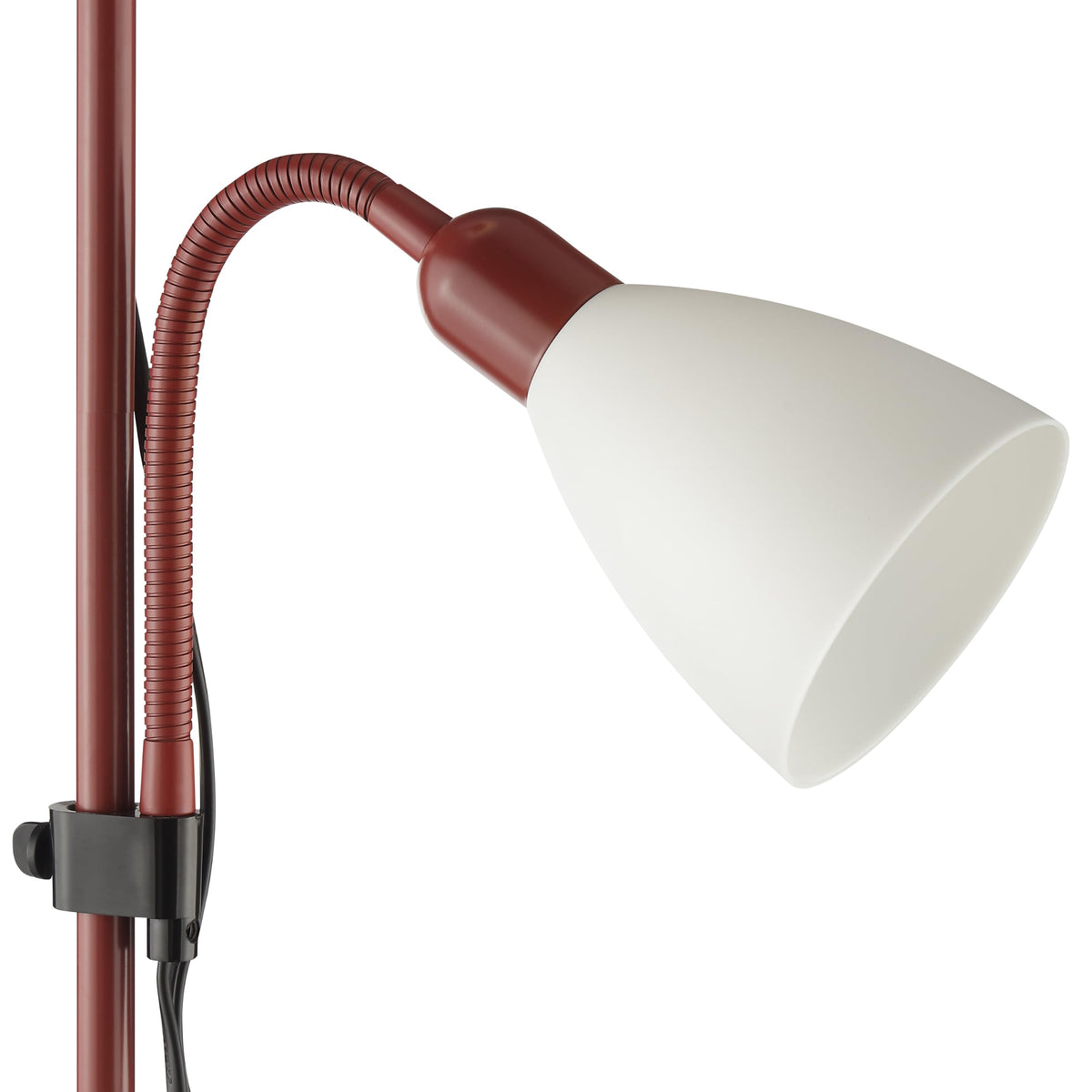 Brilliant Spari Floor Lamp with Reading Light in Red - LED Floor Lamp - 1.8 m Standing Light - Suitable for LED Bulbs (E27 & E14 Socket) - with Adjustable Reading Arm - 93008/01