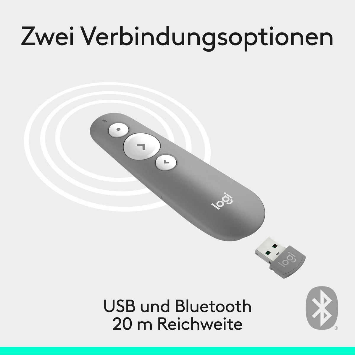 Logitech R500s Presenter cu laser de clasa 1 pentru Bluetooth și USB - 910-006520