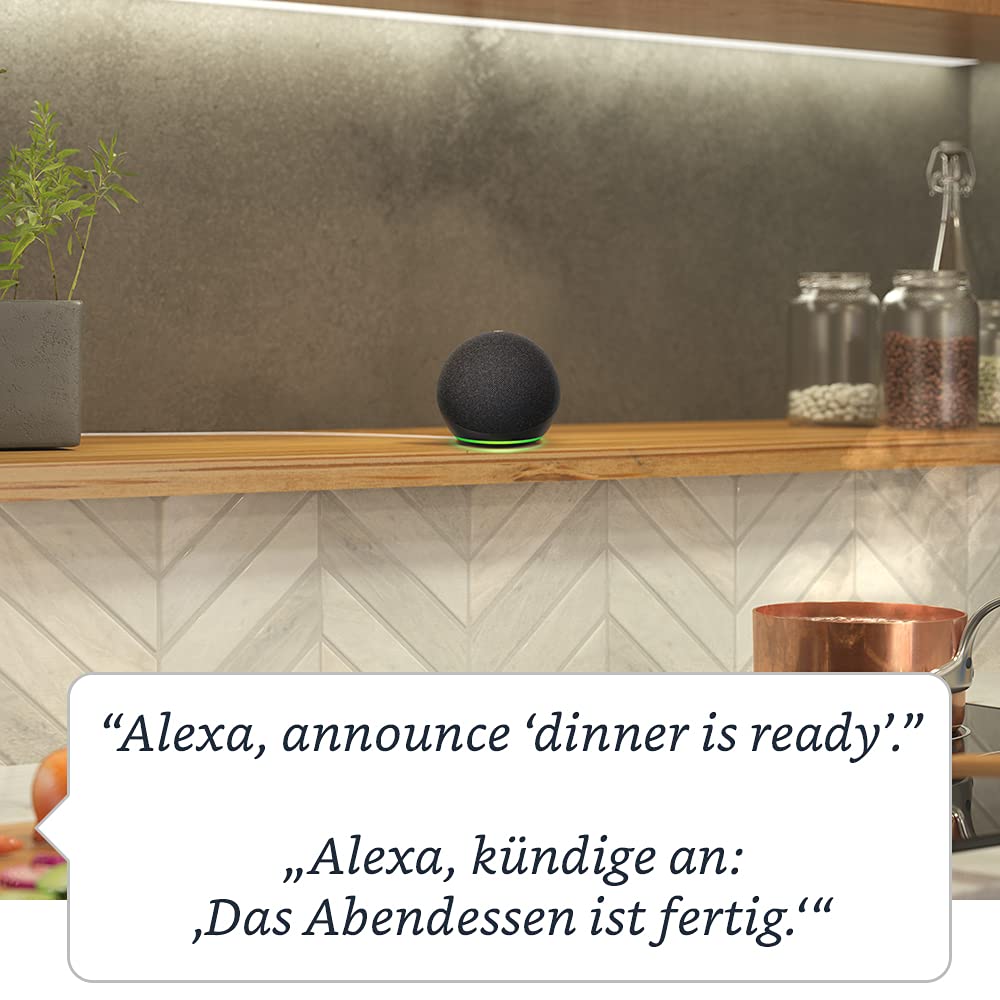 Echo Dot (4. Generation), Internationale Version | Smarter Lautsprecher mit Alexa | Anthrazit - B7W64E