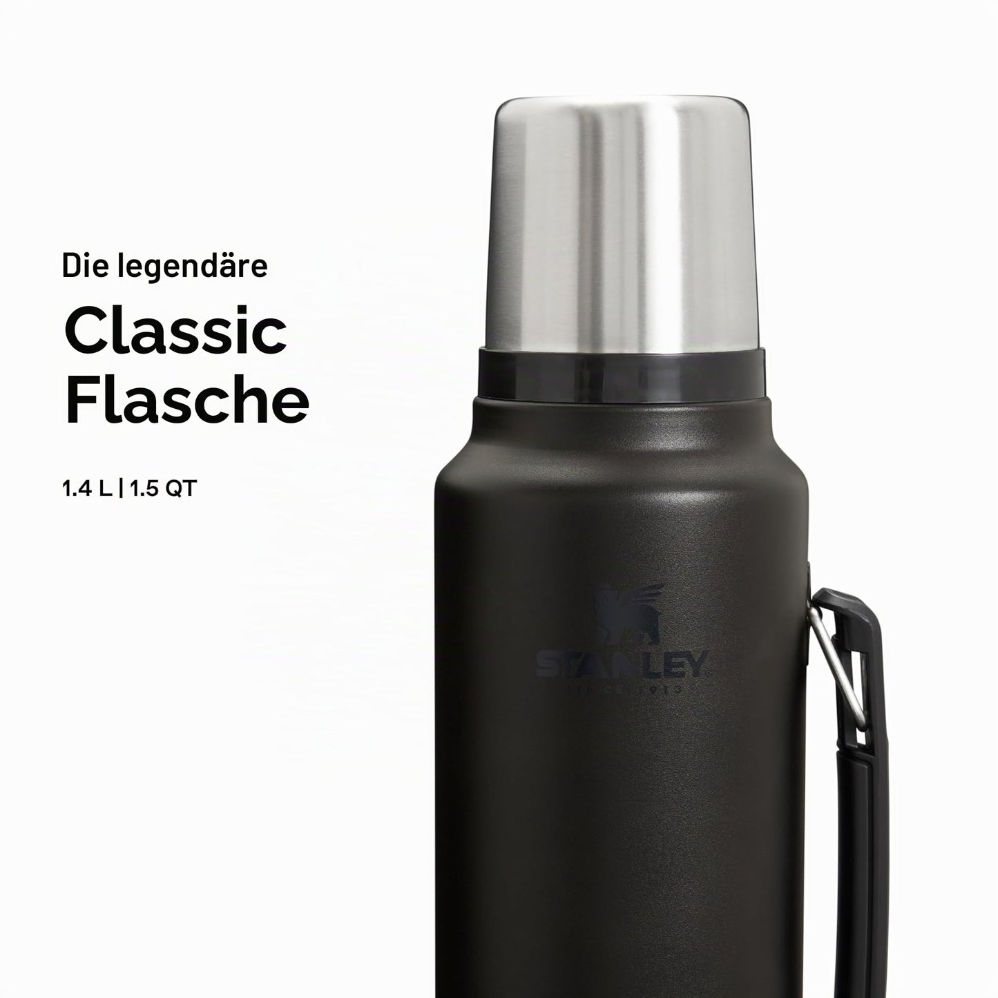 Stanley 1913 Classic Legendary Thermos Bottle 1.4L - Thermos Keeps Hot or Cold for 40 Hours - Stainless Steel Thermos Flask - BPA Free - Dishwasher Safe - Black 2.0 - 100000115849