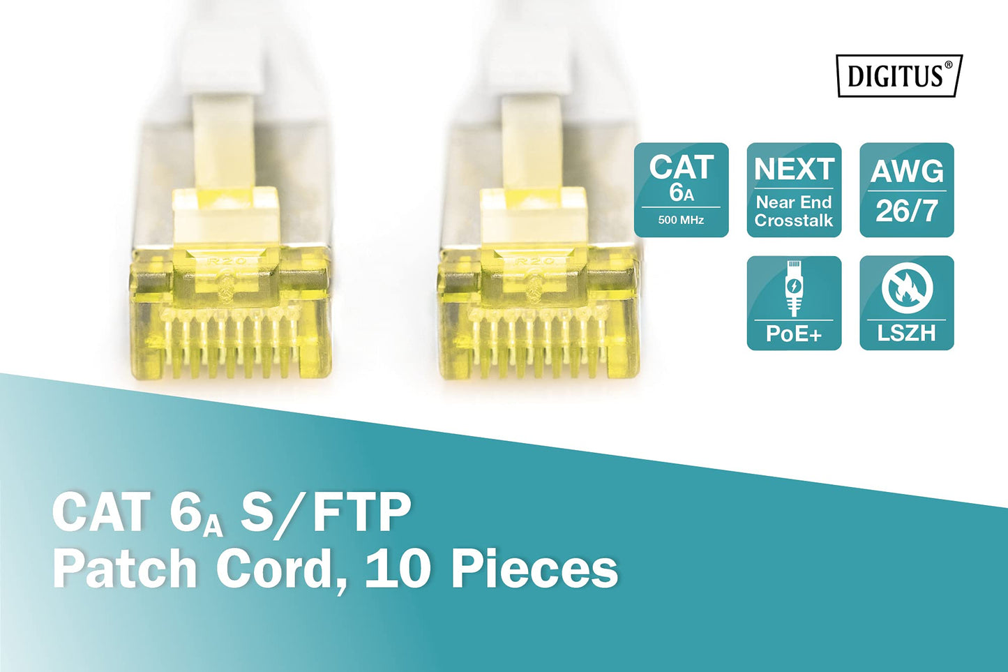 DIGITUS LAN cable Cat 6A – 3 m – 10 pieces – S/FTP shielded – gray - DK-1644-A-030-10