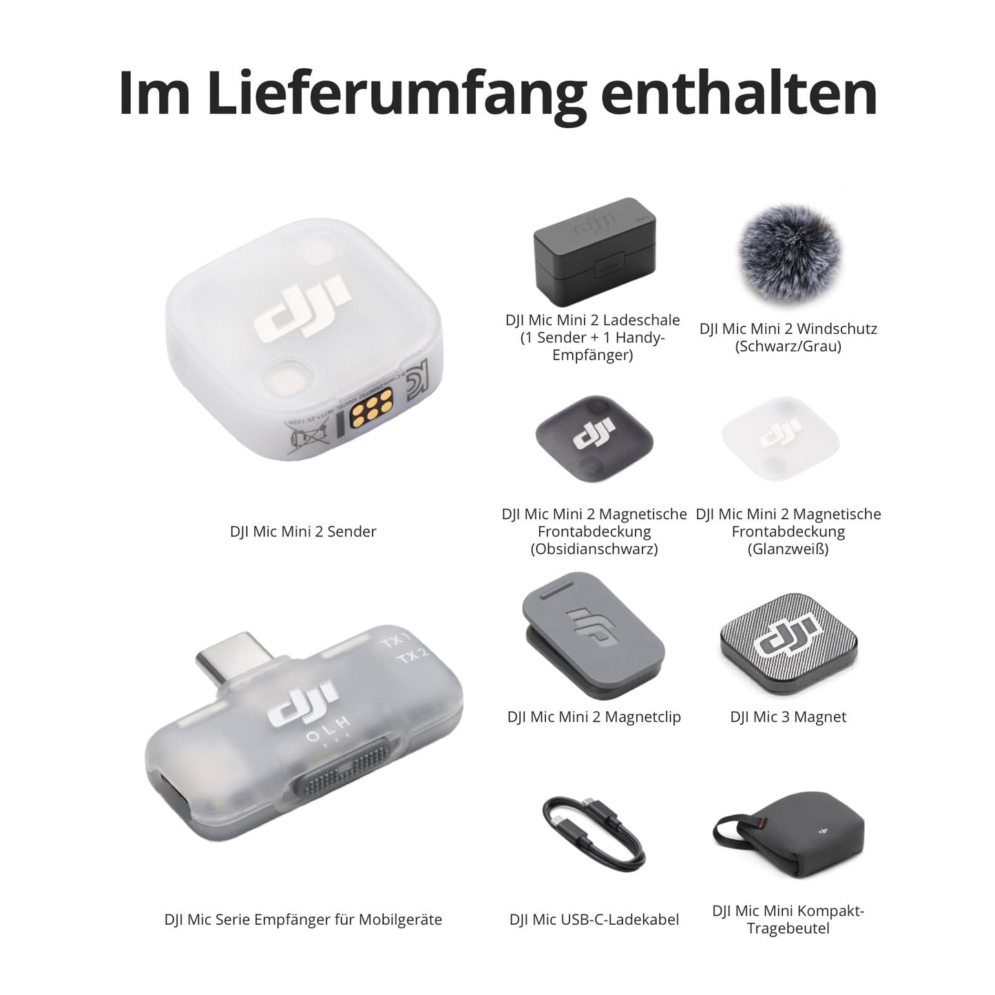 DJI Mic Mini 2 Wireless Microphone 1 TX 1 Mobile RX Charging Case CP.RN.00000533.01
