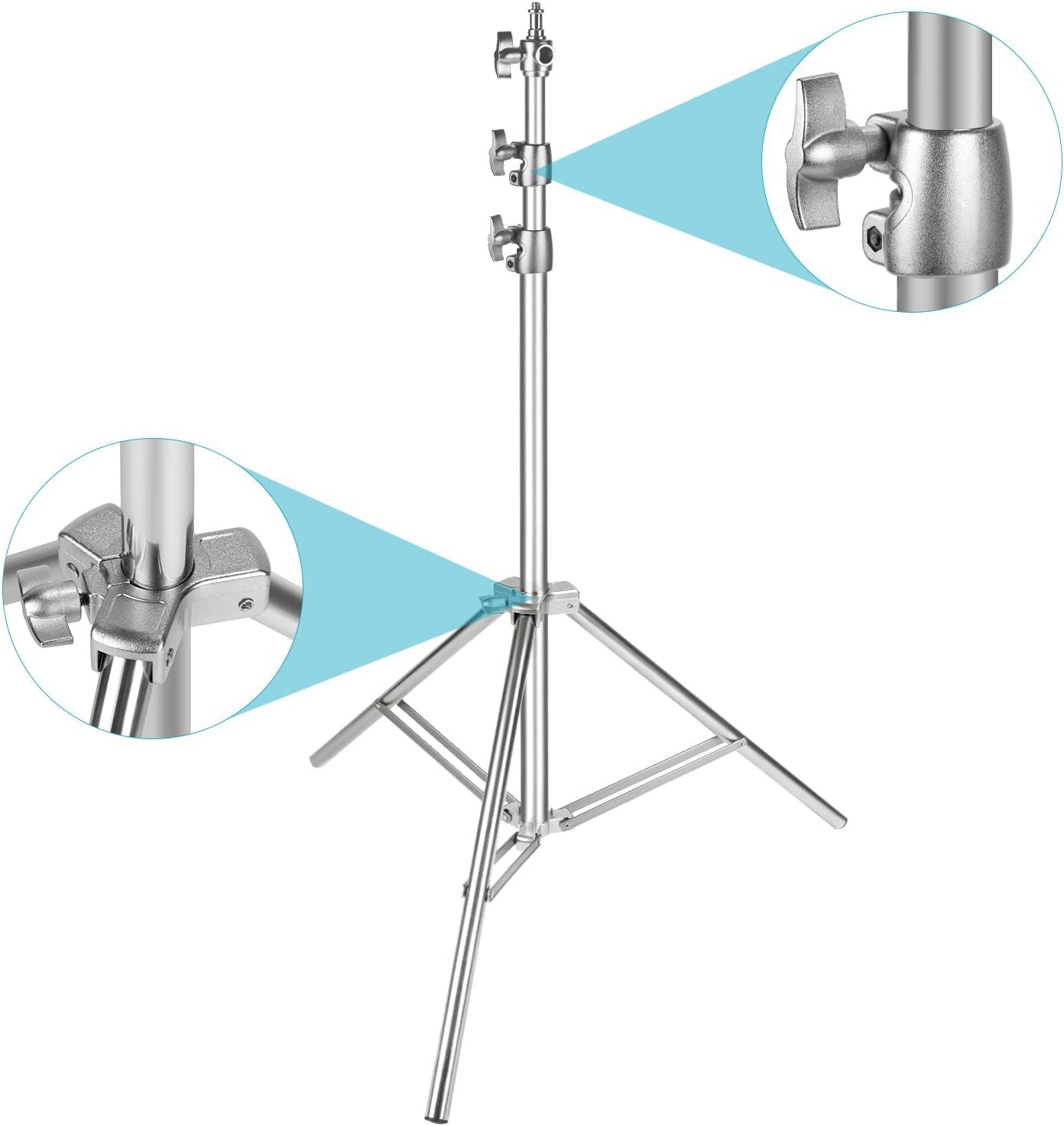 Neewer Stainless Steel Light Stand Silver 200cm Foldable Portable Heavy Duty Stand for Studio Softbox, Monolight and Other Photography Equipment (Pack of 2) - ST-200SS