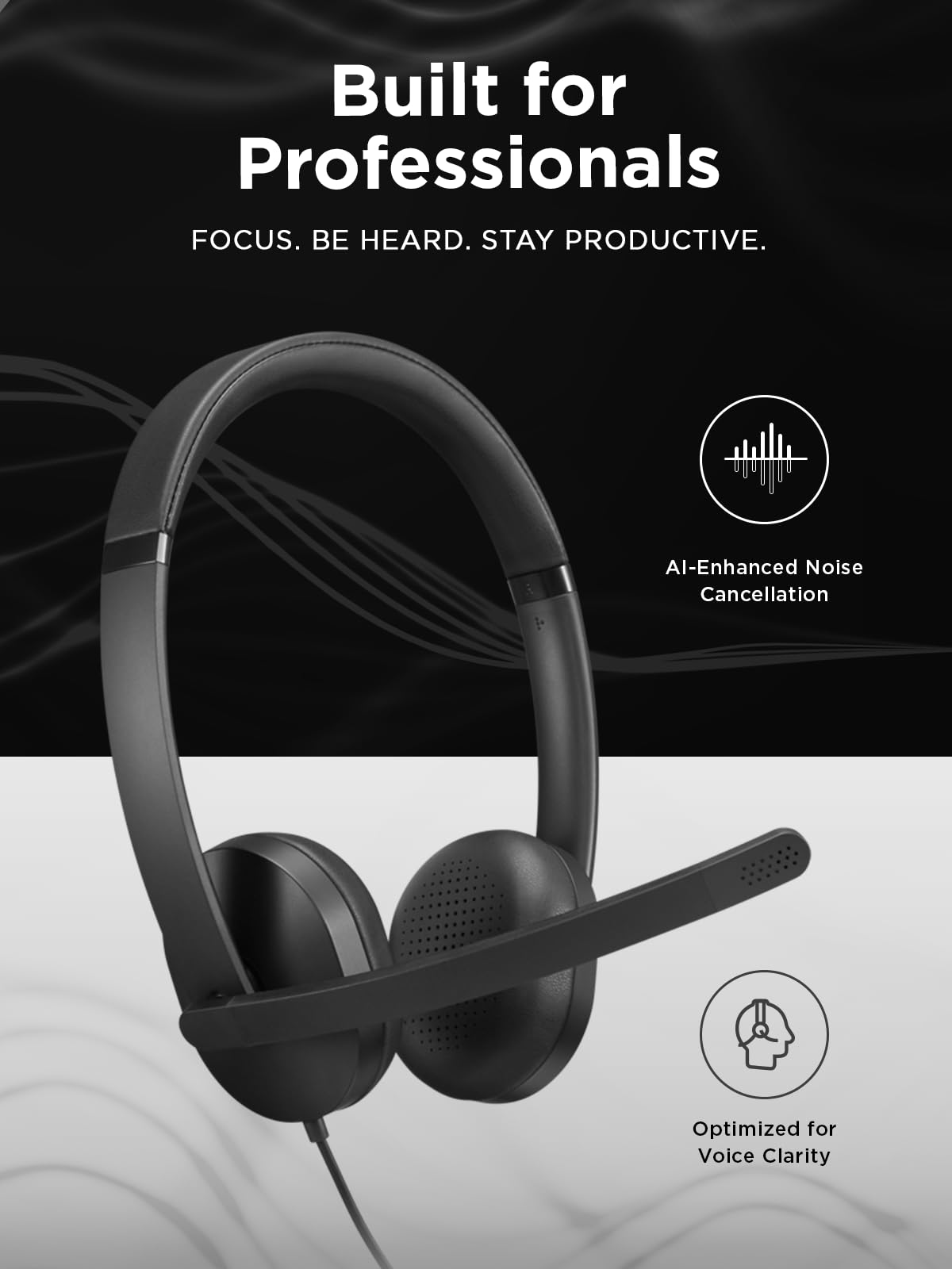 Lenovo 5000 - Cască - Pe ureche - cablu - USB-C - Negru - Certificat pentru Microsoft Teams - 4XD1R88995