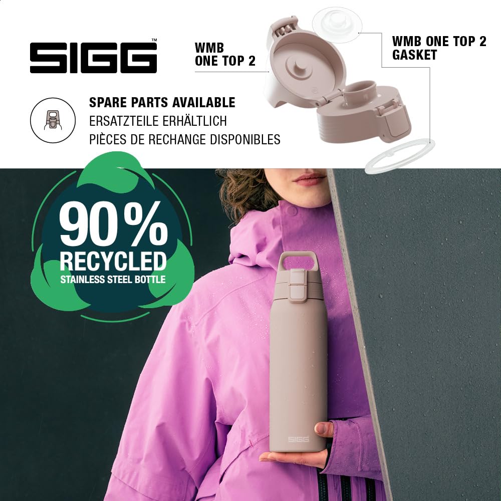SIGG - Insulated drinking bottle - Thermos bottle Shield Therm One Dusk carbonated drinks - Leak-proof - Dishwasher safe - BPA-free - 90% recycled stainless steel - Warm gray - 0.75L - 6020.90