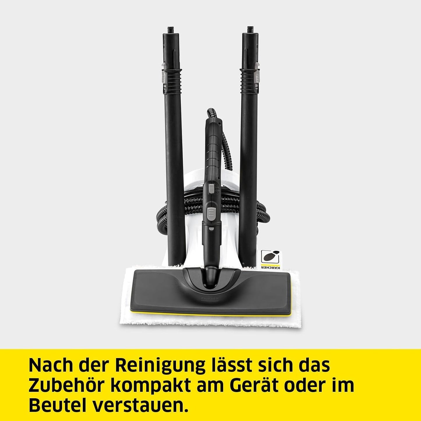 Kärcher steam cleaner SC 2 Deluxe, area performance: approx. 75m², tank: 1 l, steam pressure: max. 3.2 bar, heating time: 6.5 min., heating output: 1,500 W, with EasyFix floor cleaning set and 3 nozzles, single - 1.513-400.0