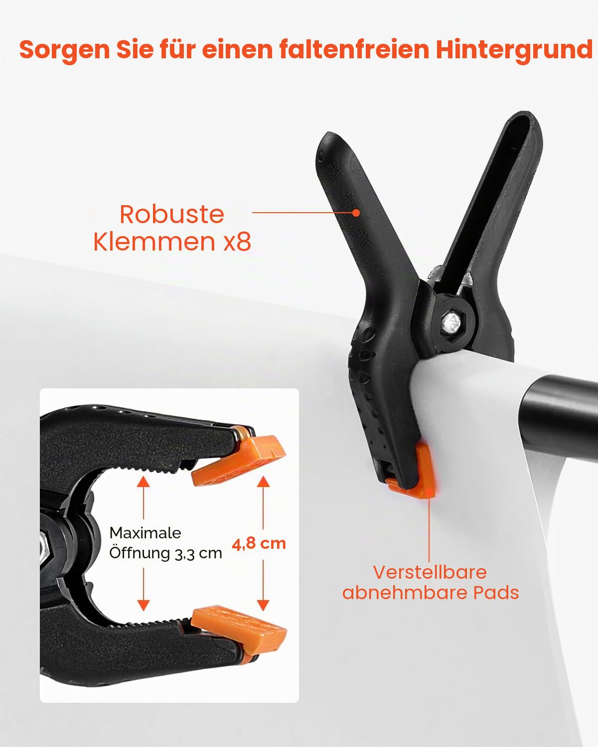 VEVOR Background Stand Adjustable Photo Background Stand (Background Cloth: 213x300cm), Portable Background Stand with Poles, Screen Stand for Product Photography Studio Photography - BJJ-0710