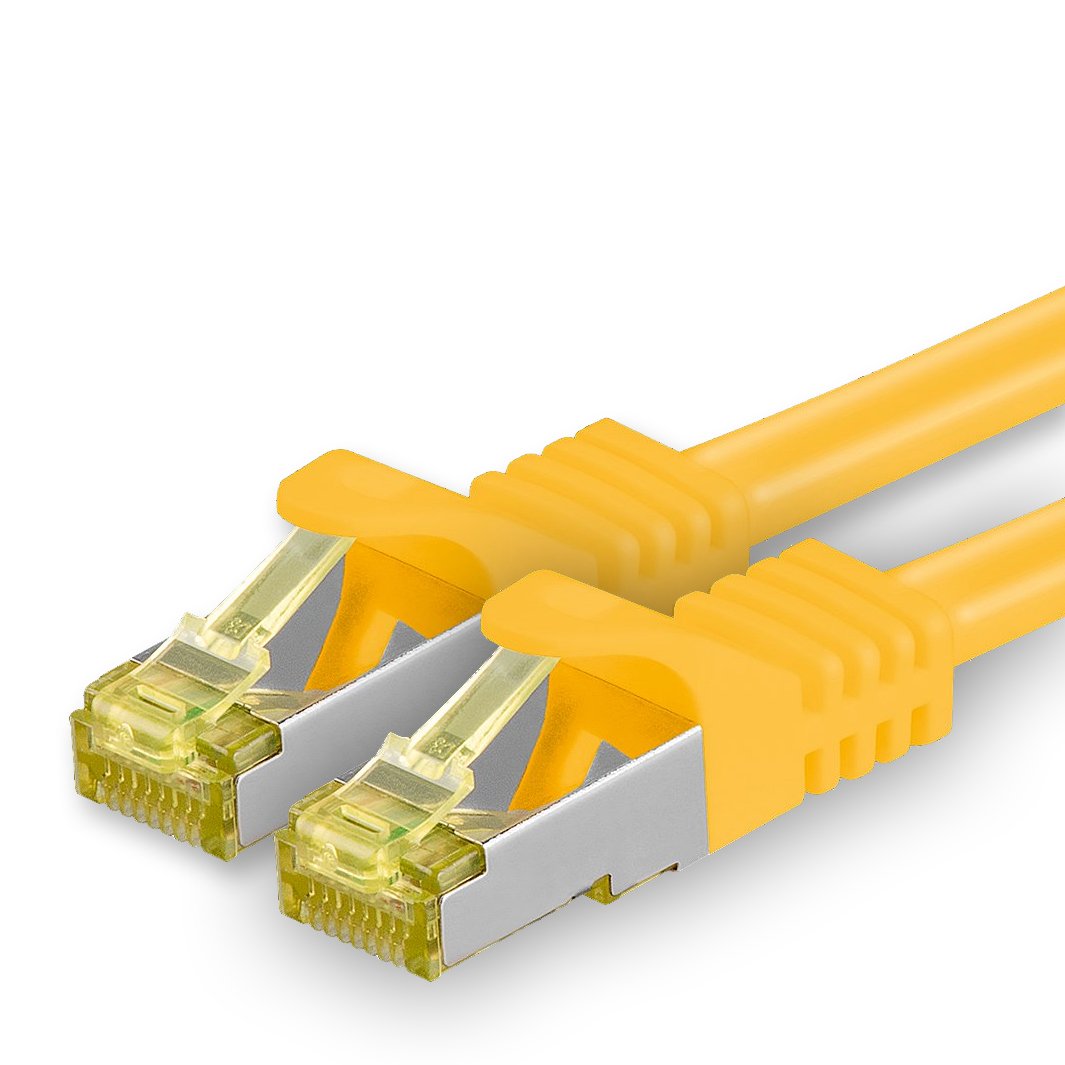 1aTTack.de Cablu de rețea Cat.7 20m Galben 1 bucată Cablu Ethernet Cat7 Cablu LAN Cablu brut 10 Gb/s SFTP PIMF LSZH Set cabluri de patch cu conector RJ 45 Cat.6a - 4251073615004