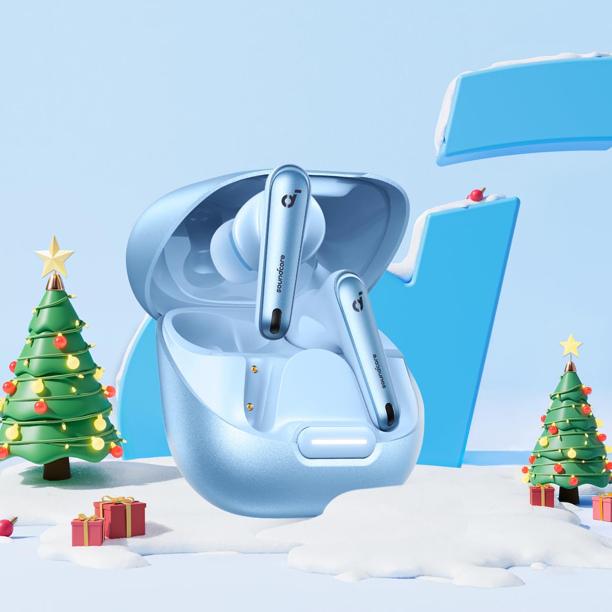 Soundcore by Anker Liberty 4 NC Wireless Earbuds with Noise Canceling, 98.5% Noise Canceling, Adaptive Noise Canceling for Ears and Surroundings (Light Blue) (Refurbished) - A3947
