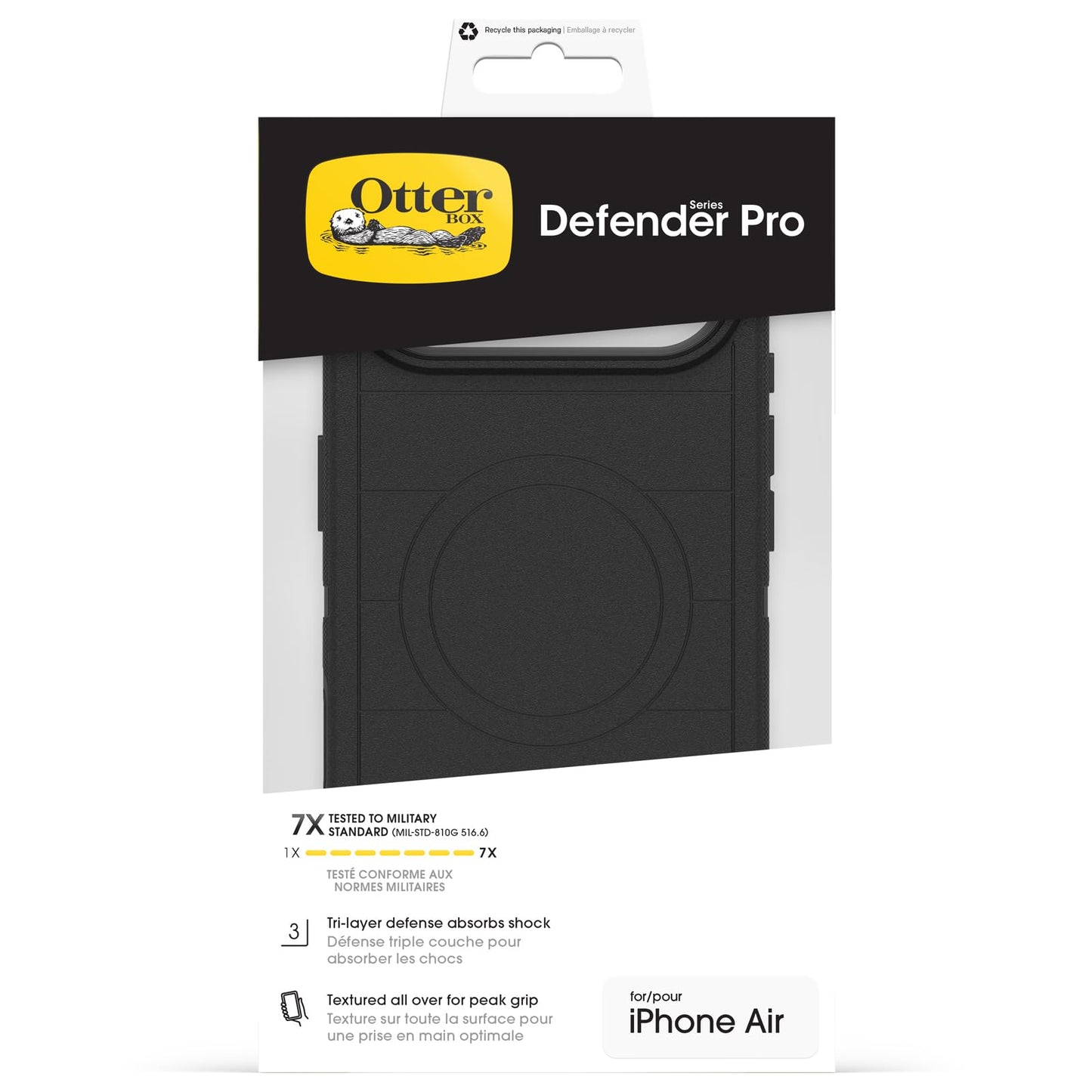 OtterBox Defender Series Pro MagSafe Case for iPhone Air Shockproof Drop Proof Ultra Heavy Duty Protective Case 7X Military Grade Tested Black - 77-98368