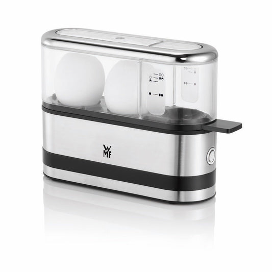WMF Küchenminis egg cooker made of Cromargan, cooks 1-2 eggs optimally soft, medium or hard, easy setting for optimal results, 250 W, measuring cup, egg pick, space-saving design - 415020011