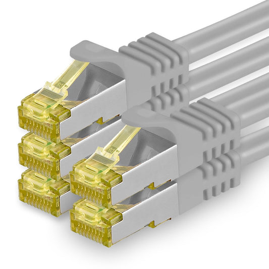 1aTTack.de Cat.7 Network Cable 5m Gray Pack of 5 Cat7 Ethernet Cable Network LAN Cable Raw Cable 10 Gb s SFTP PIMF LSZH Set Patch Cable with Rj 45 Plug Cat.6a - 4251073616124