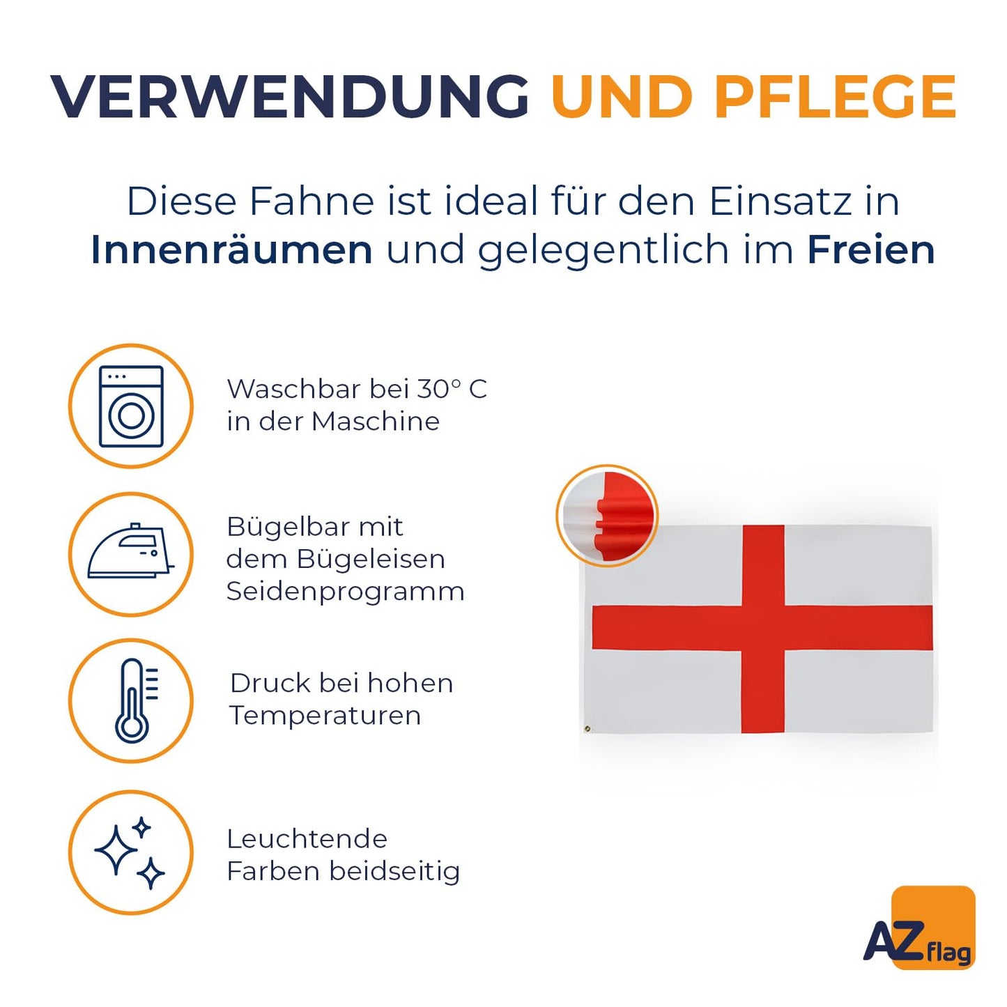 AZ FLAG - England Flag - 250x150 cm - Large English Flag 100% Polyester with Brass Eyelets - 300g - K_7