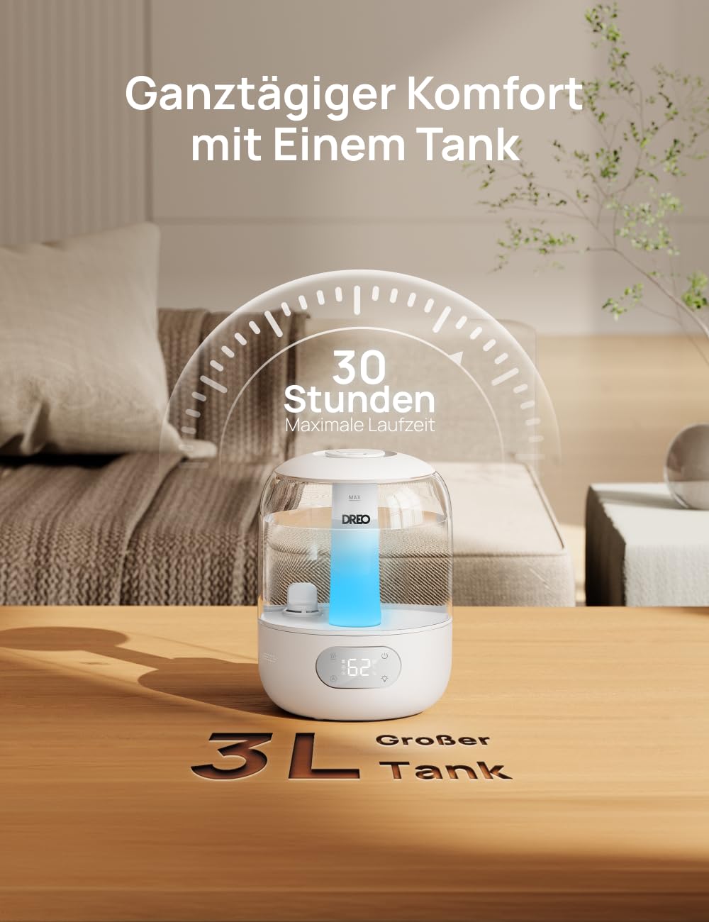 DREO Humidifier for Bedroom, Cool Mist Humidifier for Home and Large Room, Quiet Humidifier for Baby, Night Light, Essential Diffuser, Fast Ultrasonic Humidifier - DR-HHM006