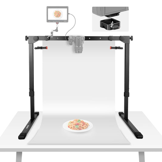 NEEWER Overhead Camera Mount Rig for Top to Bottom Shooting with 1s Quick Release Arca Type QR Plate, Robust Table Stand for Multiple Devices for Cooking, Desk Width ≥ 80cm, ST200