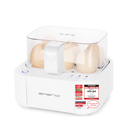 Emerio best egg cooker EB-115560 cooks all three cooking levels [soft|medium|hard] in just one cooking process with perfect results and voice output, unique in technology and design, model 2022 - EB-115560.12