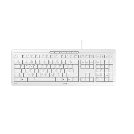 CHERRY Stream Keyboard, wired keyboard, German layout (QWERTZ), whisper-quiet keystroke, unique typing feel, flat design, white-gray - JK-8500DE-0