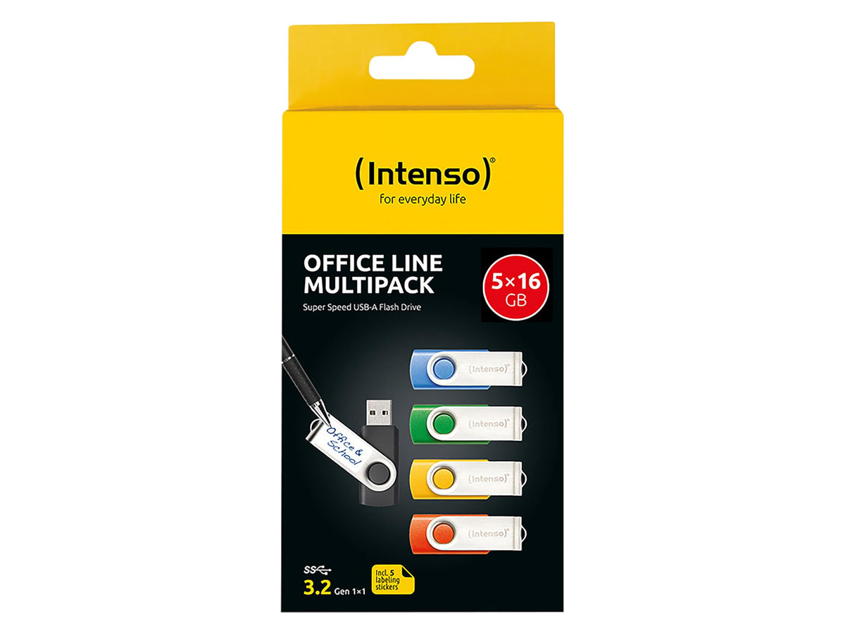 Intenso 5X 16GB Office Line USB Stick - 3.2 Gen 1x1 Flash Drive Set - 3543575