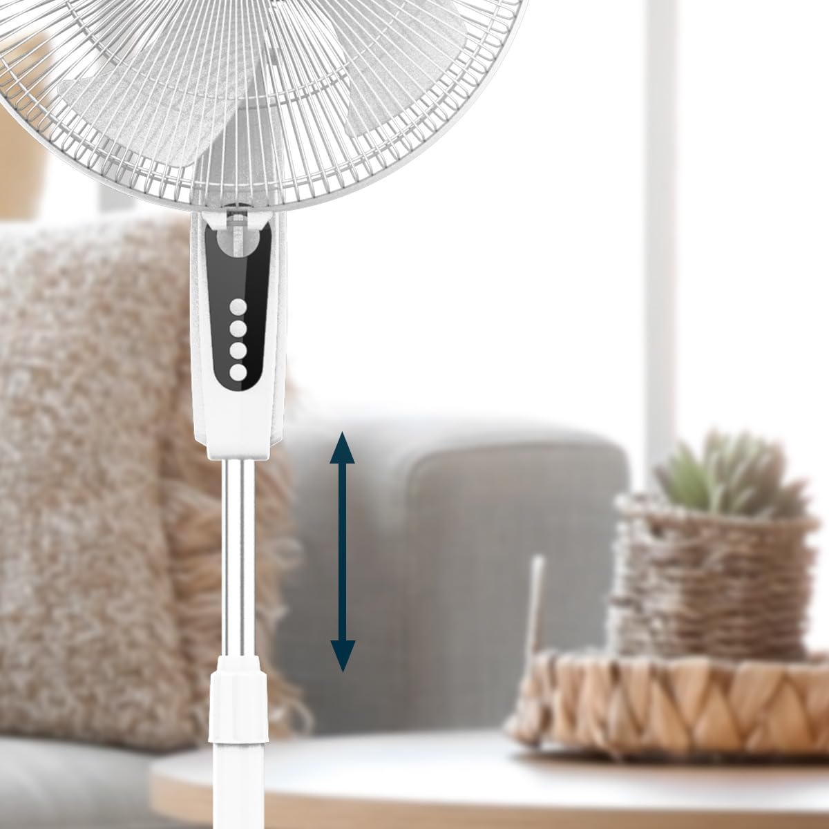 Cecotec pedestal fan EnergySilence 515 MaxFlow White. 45 watts of power, 40 cm diameter, 3 speed levels, oscillation, 1-hour timer and base up to 135 cm for room ventilation - A90_EU01_008297