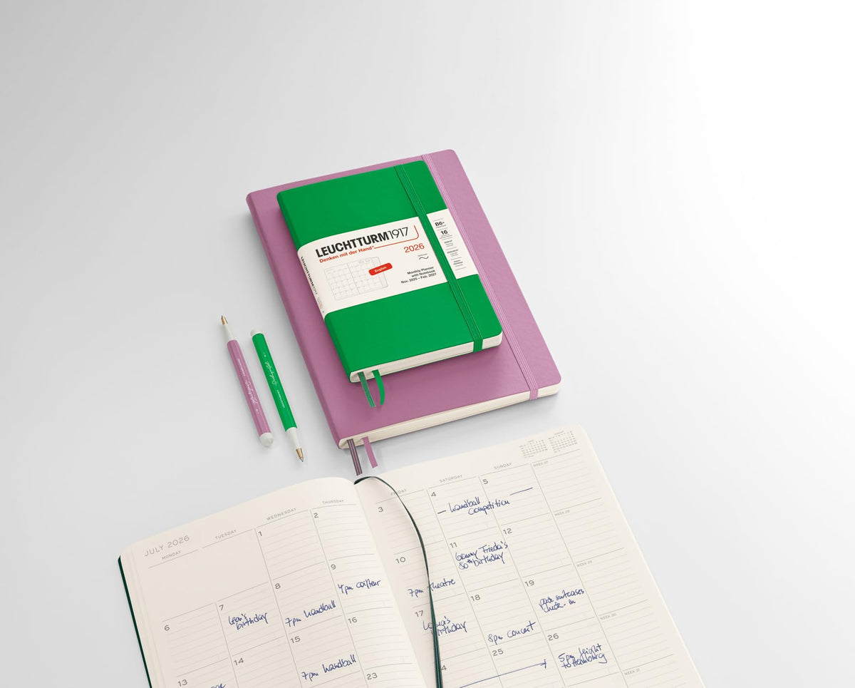 LEUCHTTURM1917 372787 Monthly Planner & Notebook Composition (B5) 2026, 16 Months, Softcover, Spring Leaf, English