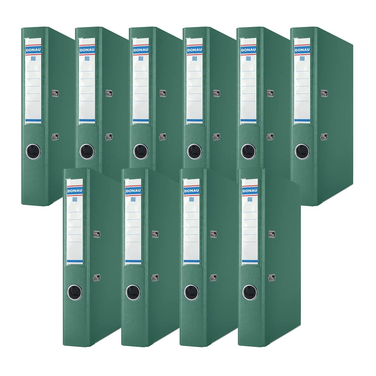 Donau Premium Slim Folder Pack of 10/DIN A4/5 cm/10 Pieces/Green/Plastic Cover PP/Carton Paper Slot Folder Office Folder File Ring Binder/Green Dot - 3955001PL-06